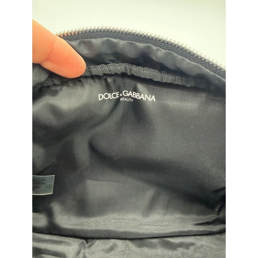 Dolce & Gabbana Beauty Black Canvas Makeup Bag Cosmetic Pouch Zip Travel Case